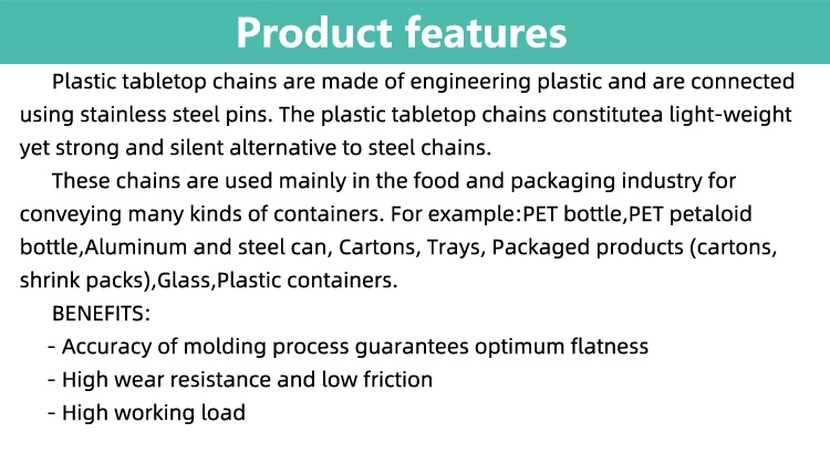Haasbelts Conveyor Side Flexing Thermoplastic Tabletop Chain for Beverage Industry (880TAB Bo)