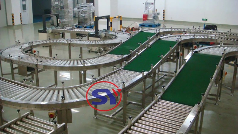 Powered Turning Tapered Roller Conveyer for Combining Conveyor Line