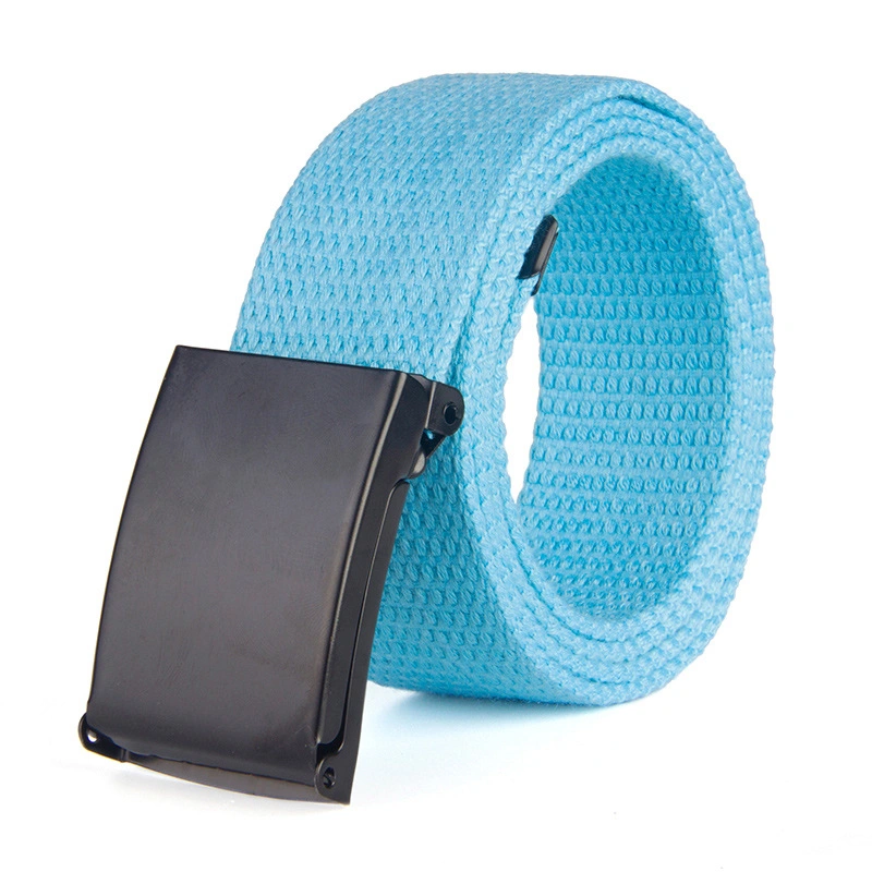 Webbing Canvas Outdoor Web Belt Premium Mens Canvas Belt with Flip-Top Solid Black Buckle