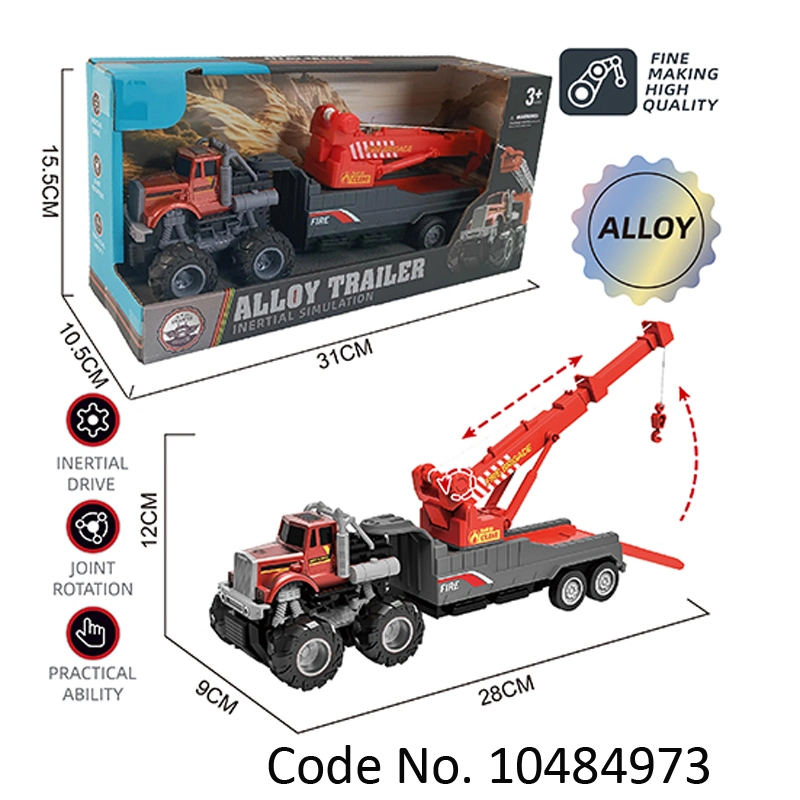 Toys Factory Supply Friction Powered Truck with Alloy Head Trailer Toys Car for Boy