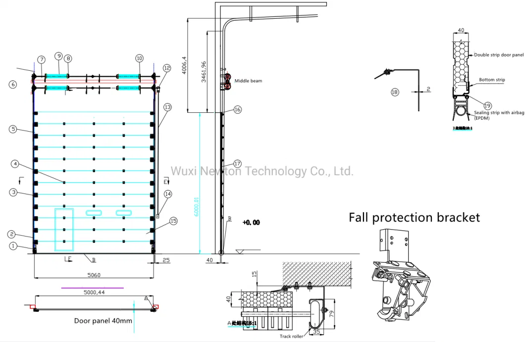 Industrial Sectional Door White Color High Lift Sliding Industrial Door with Windows