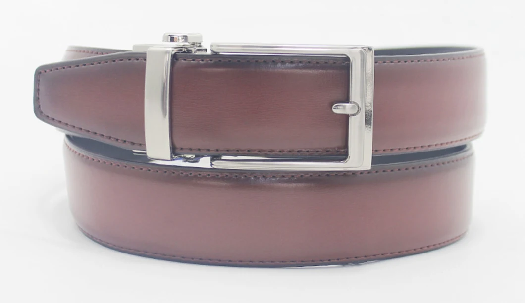 3.5cm Width Rotated Pin Buckle Double Sides Used Top Grain Leather Waist Belts