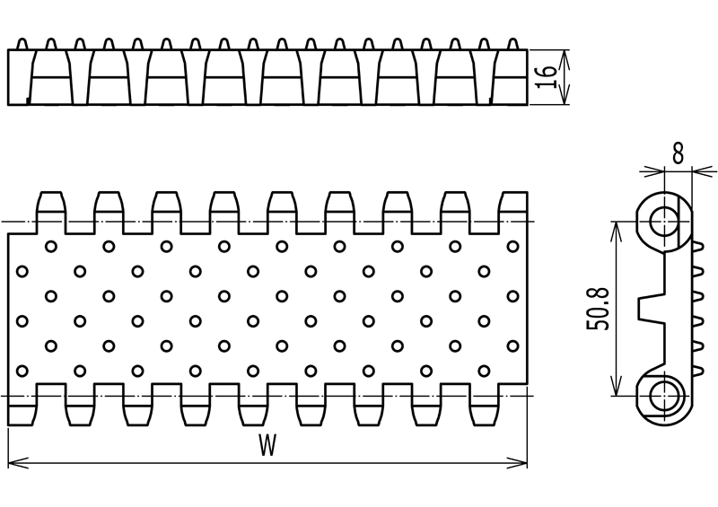 Haasbelts Chains Conveyor Cone Top 800 Plastic Modular Belt