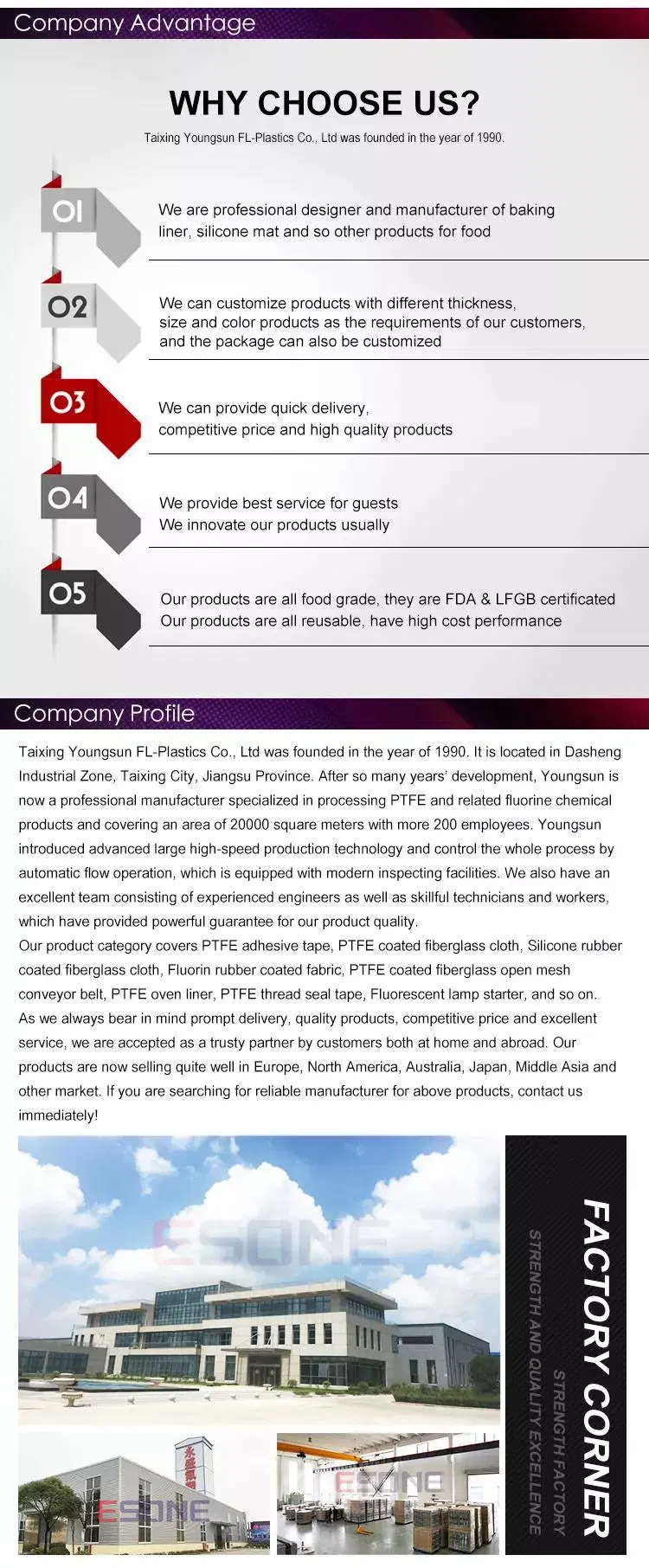 High Temperature Resist Food Grade PTFE Conveyor Belt for Dryer Machine for Fruits, Vegetables