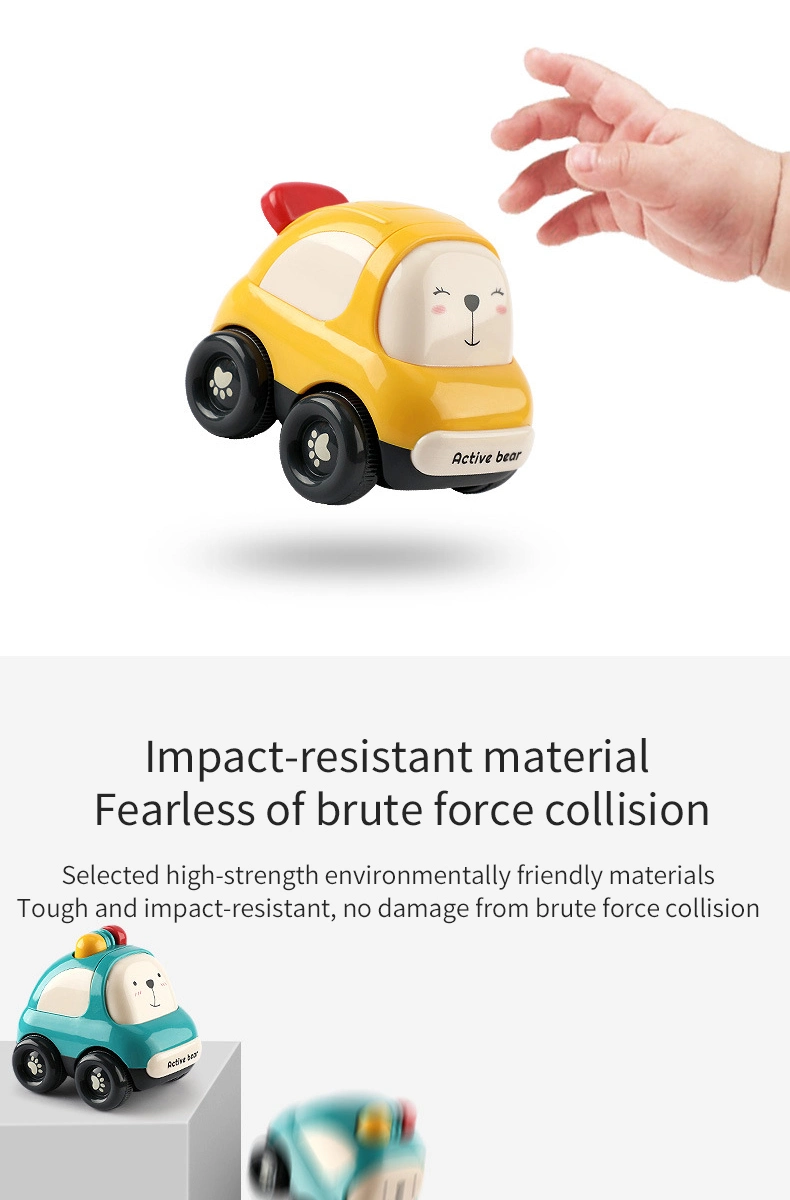 Baby Cute Cartoon Friction Powered Police Car/ Dump Truck/ Taxi Push and Go Mini Vehicle Set Plastic Inertia Car Toys for Kids