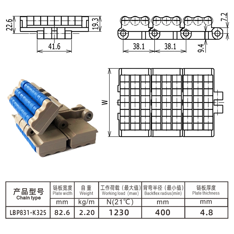 Haasbelts Belt Lpb831 Plastic Low Backline Pressure Roller Chain