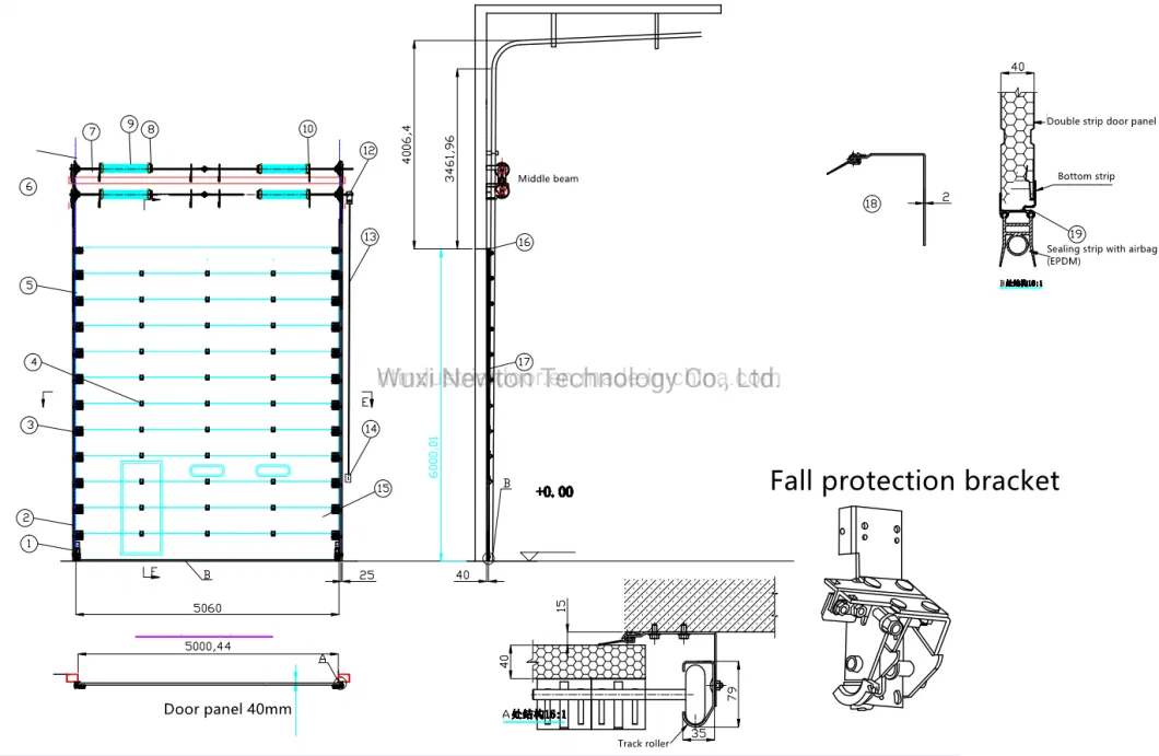 Hot Sale 40mm Thickness Metal Vertical Automatic Industrial Sectional Door