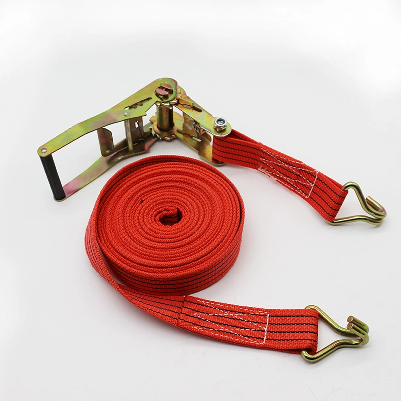 Manufacturer PP Width 50mm Red Ratchet Buckle Tie Down Cargo Lashing Belts