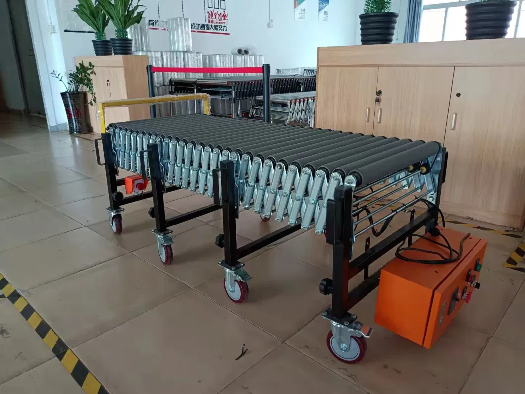 China Factory Extendable Flexible Steel Roller Conveyor Used for Transfer Boxes