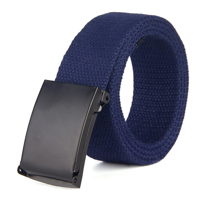 Webbing Canvas Outdoor Web Belt Premium Mens Canvas Belt with Flip-Top Solid Black Buckle