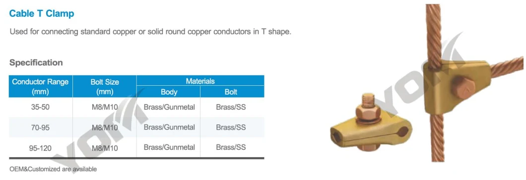 Cable T Clamp for Connecting Copper Conductors in T Shape
