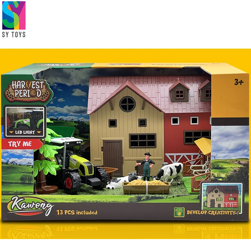 Sy Animal Action Figure DIY Farm House Sets Tractors Friction Farm Truck Play Set DIY Assembly Farm Dolls House Model Toys