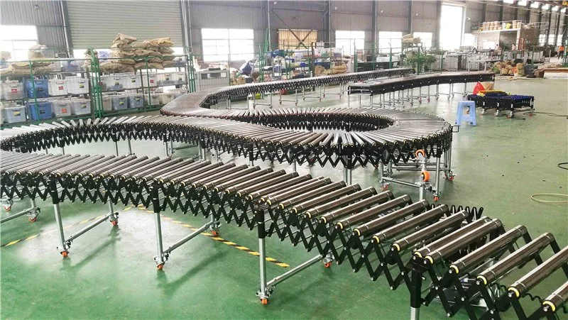 Guangzhou Factory Portable Expandable Telescopic Flexible Roller Conveyor Used for Transfer Boxes