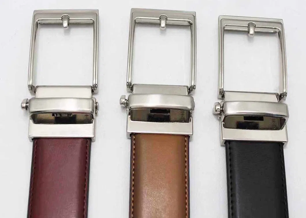 3.5cm Width Rotated Pin Buckle Double Sides Used Top Grain Leather Waist Belts