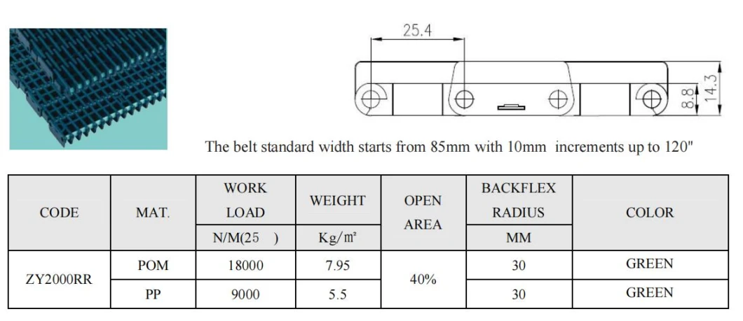 Raised Rib 1000 Plastic Modular Belts Conveyor Belts Straight Running