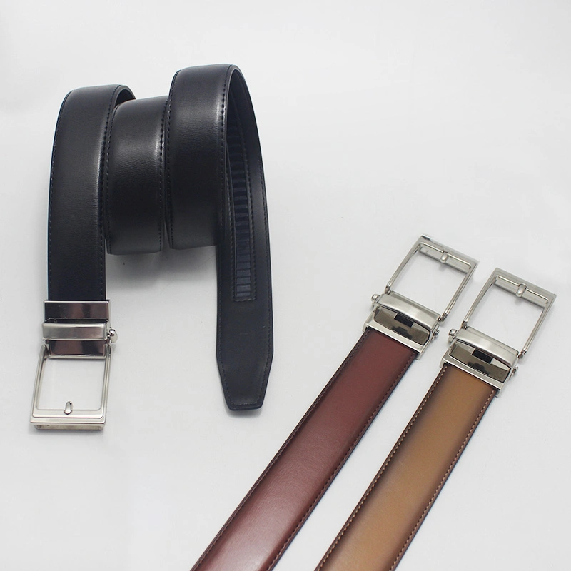 3.5cm Width Rotated Pin Buckle Double Sides Used Top Grain Leather Waist Belts