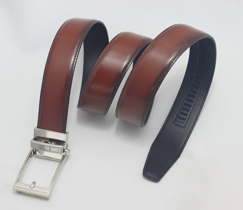 3.5cm Width Rotated Pin Buckle Double Sides Used Top Grain Leather Waist Belts