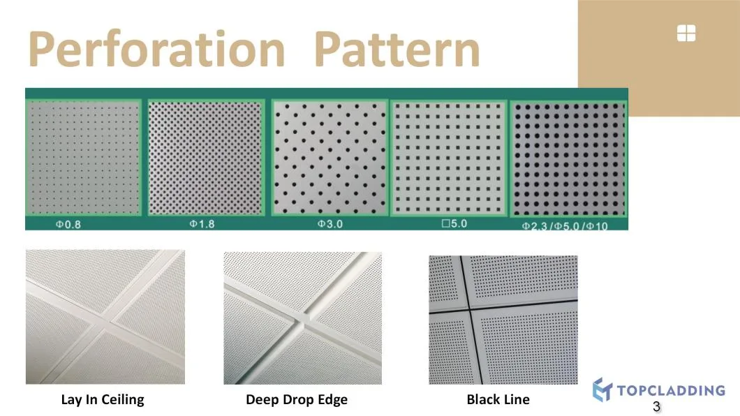 Acoustic Flat False Perforated Metal Steel Drop Lay in Aluminum Metal Ceiling