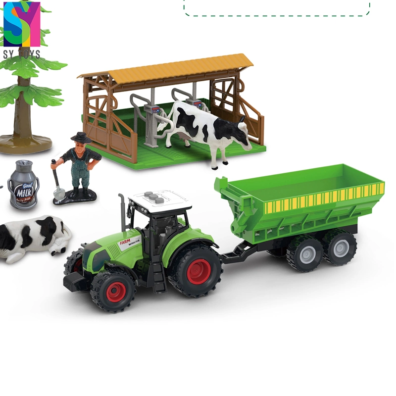 Sy Animal Action Figure DIY Farm House Sets Tractors Friction Farm Truck Play Set DIY Assembly Farm Dolls House Model Toys