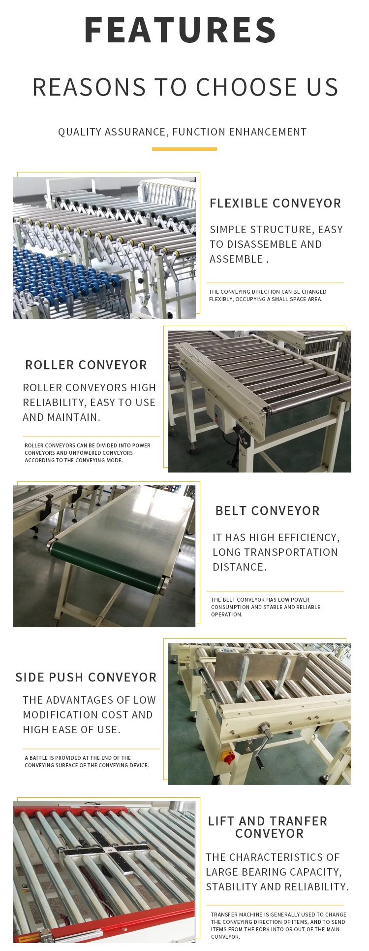 Yupack Plastic Conveyor Chain Belt Conveyor Guides