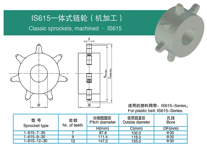 Haasbelts Plastic Conveyor Chain Is615 Radius Flush Grid with Pop-up Flights Modular Belt