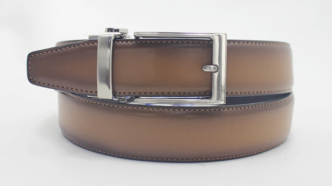 3.5cm Width Rotated Pin Buckle Double Sides Used Top Grain Leather Waist Belts