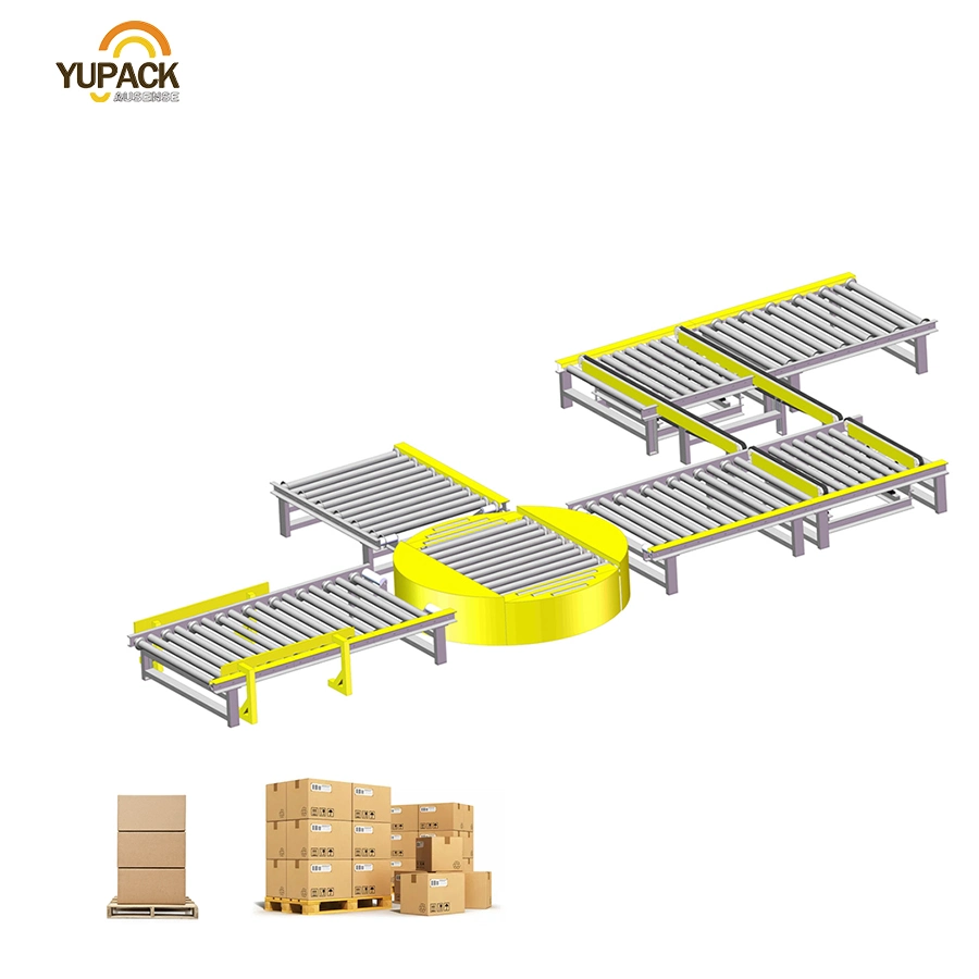 Automatic Transfer Turntable Power Motorized Belt Slat Chain Roller Pallet Conveyer