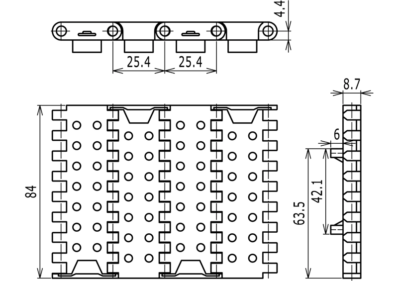 Haasbelts Belts 84mm Wdith Perforated Flat Top 1000 with Positrack Modular Belt