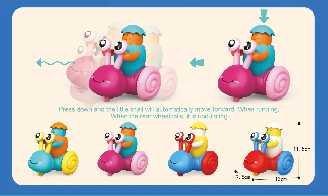 Baby Children Plastic Friction Toy Plastic Vehicles Baby Friction Sliding Cartoon Cute Snail Press and Go Toys