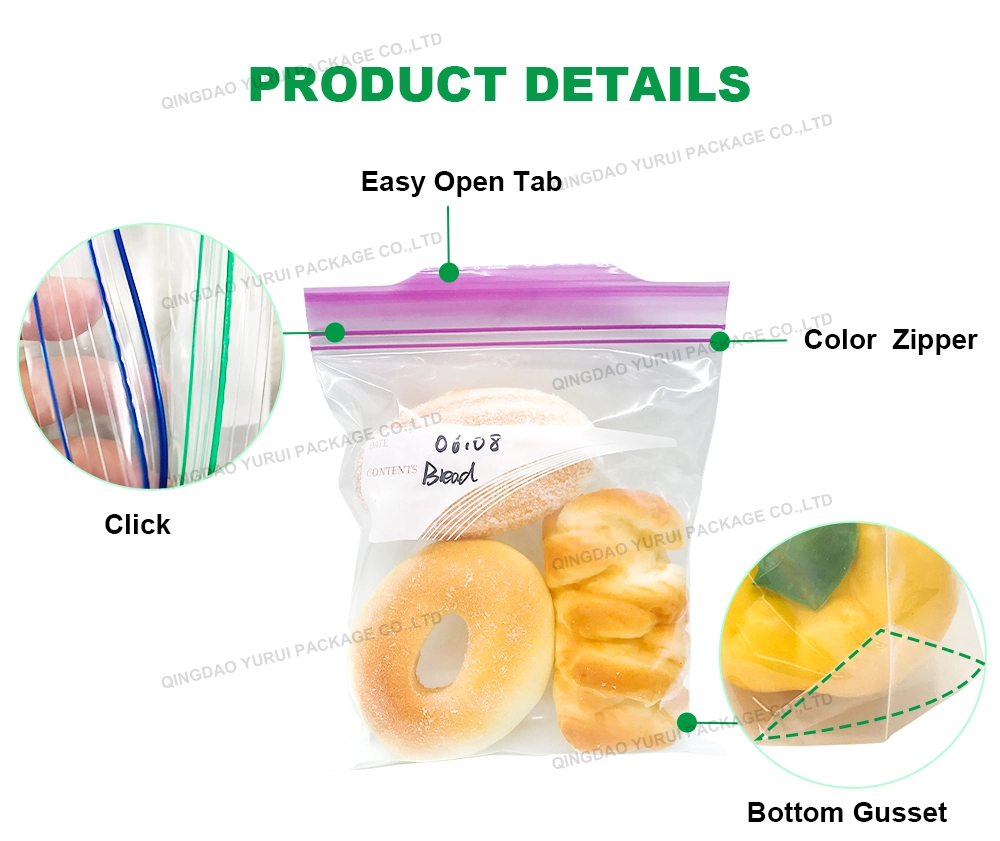 Freezer Biodegradable Zipper Storage Resealable Bag Recyclable Packaging for Vegetables Fruits Meat
