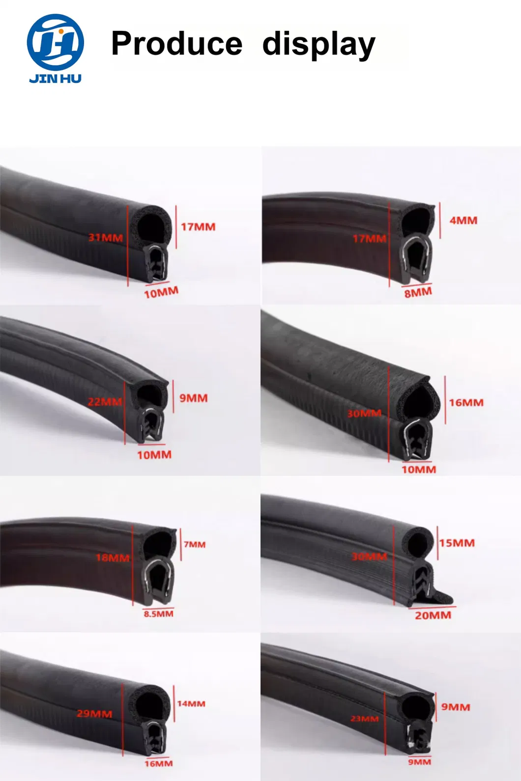 Jinhu Factory Supply Extruded EPDM PVC Profiles Wear Strip Plastic Strip (OEM)