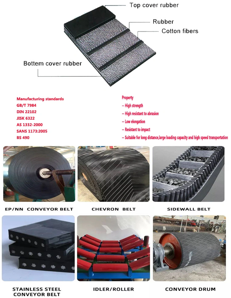 Huanball High Performance Ep Fabric Ep800/4 Rubber Conveyor Belt