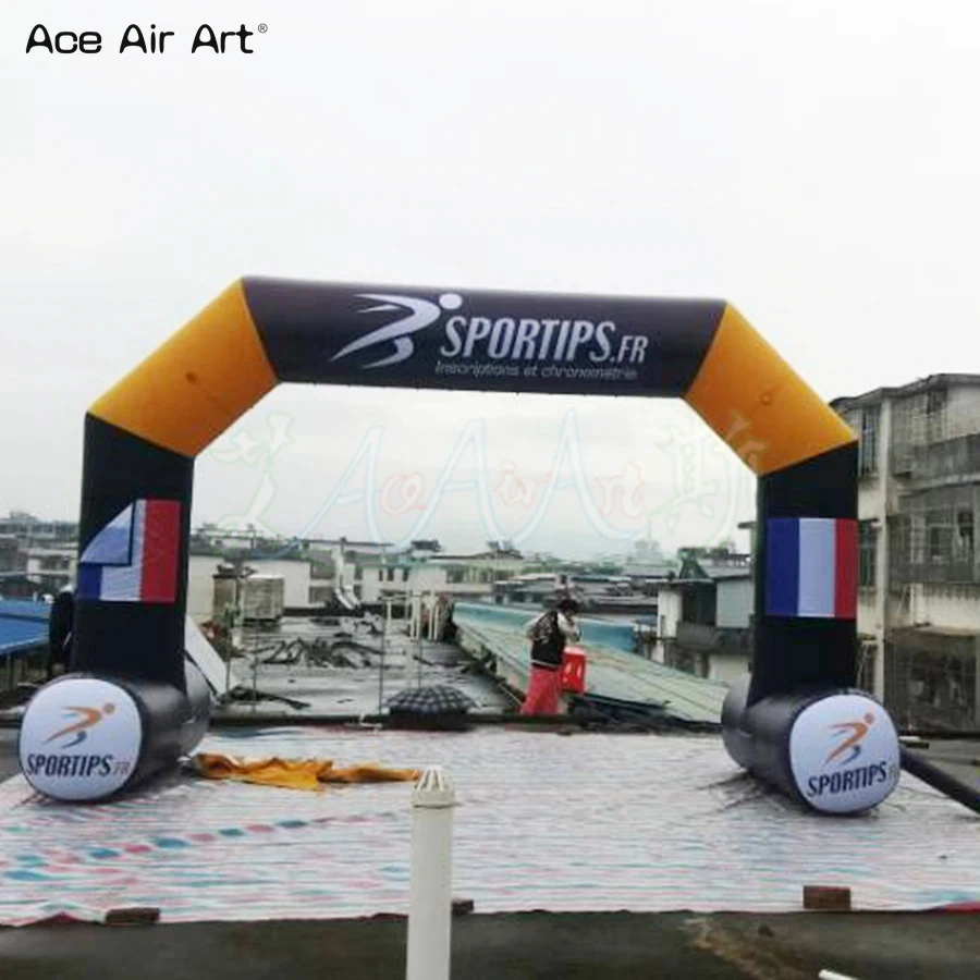 Customized Sponsors Logo Printing Inflatable Running Race Start Finish Line Entrance Arch with Attached Banners