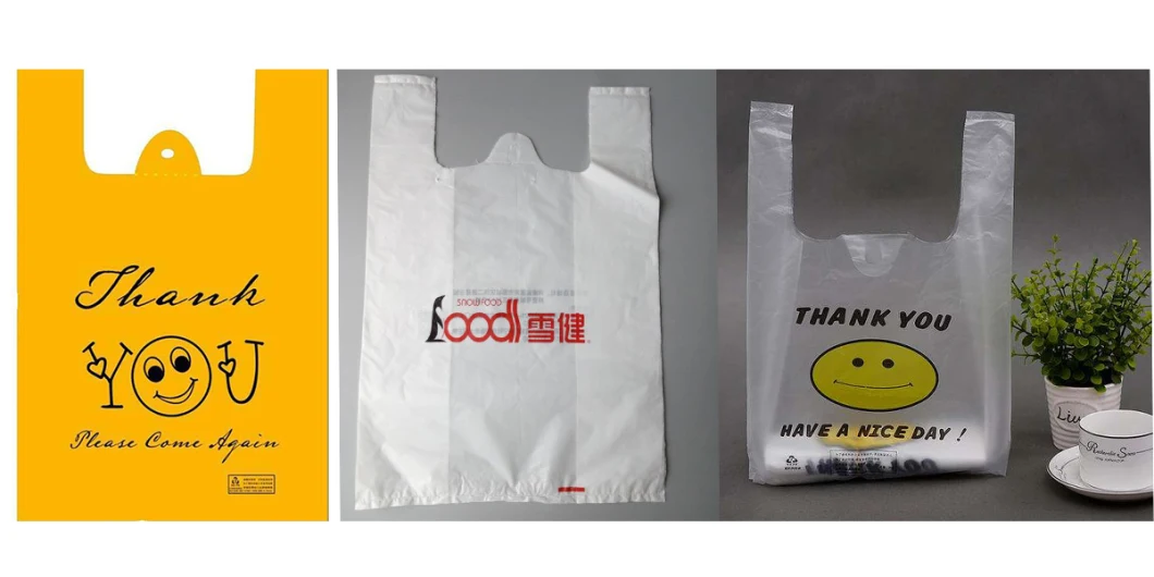 Automatic HDPE LDPE Poly Nylon T-Shirt Vest Bag Shopping Flat Grocery Bag Heat Sealing Cold Cutting Garbage Bag Corn Starch Making Machine Biodegradable