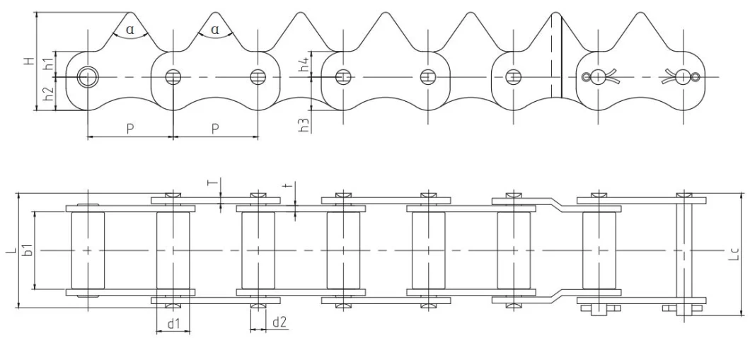 GS38 3322 3330t 3358 Stainless Steel Film Agricultural Transmission Short Pitch Lifting Clamping Roller Chains