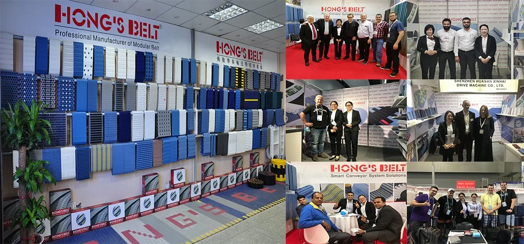 Hongsbelt HS-1100b-N-EL Flush Grid Friction Top Modular Plastic Conveyor Belt
