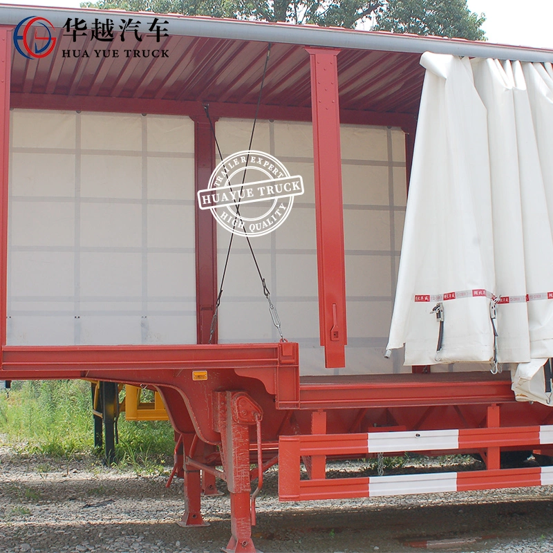 3 Axle 50 Tons 50tons Box Van Cargo Transport Durable Side Curtain Semi Trailer for Cargo Protection