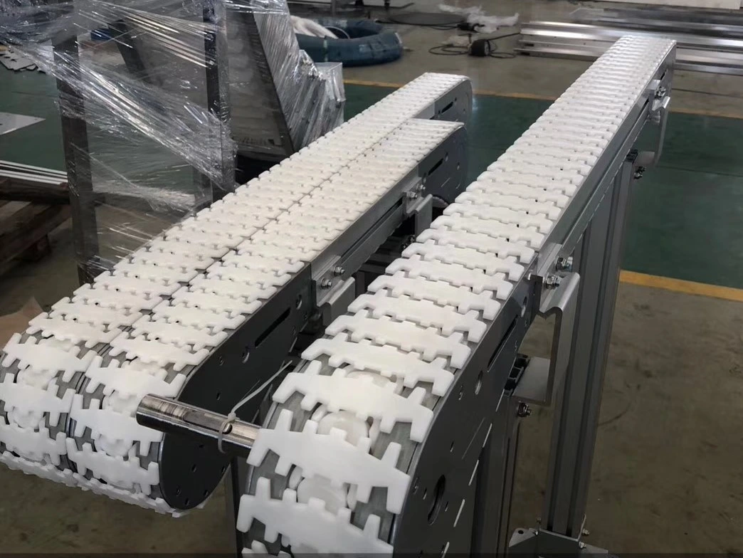 304 Stainless Steel Frame Climbing Inclined Chain Conveyor Rubber Top Chain Turning Transfer Conveyor Factory