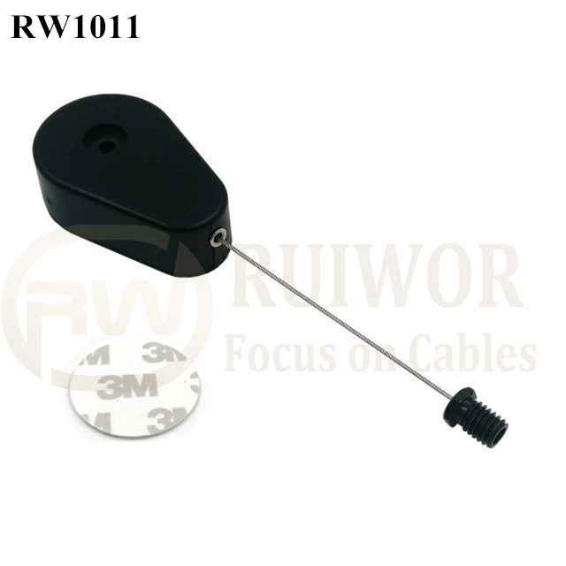 RW1011 Drop-Shaped Retractable Security Tether Plus M6X8mm /M8X8mm or Customized Flat Head Screw Cable End