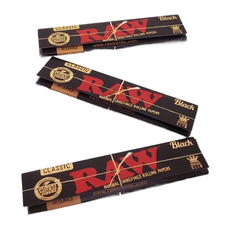 Factory Price Black Classic King-Size Natural Unrefined Rolling Papers 50 Packs Roll