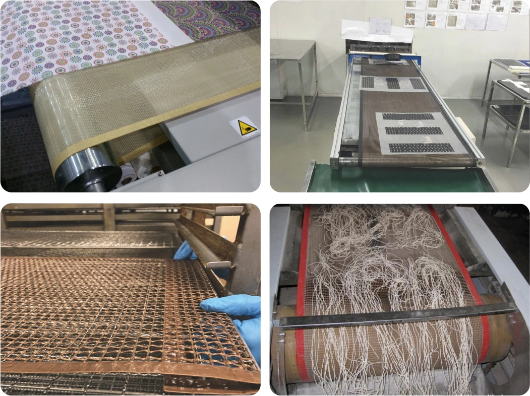 High Temperature Resistance PTFE Coated Fiberglass Mesh Conveyor Belt for Food Industry