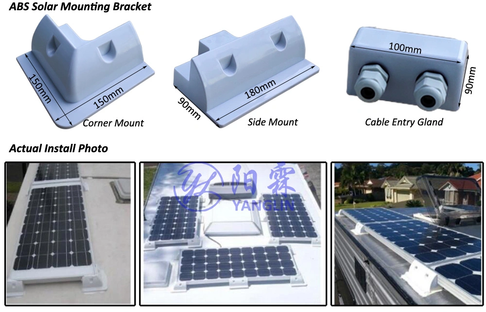 Solar Panel Frame Solar Mount Brackets Motorhome RV Caravan ABS Black and White Null PV System Structure Accessories