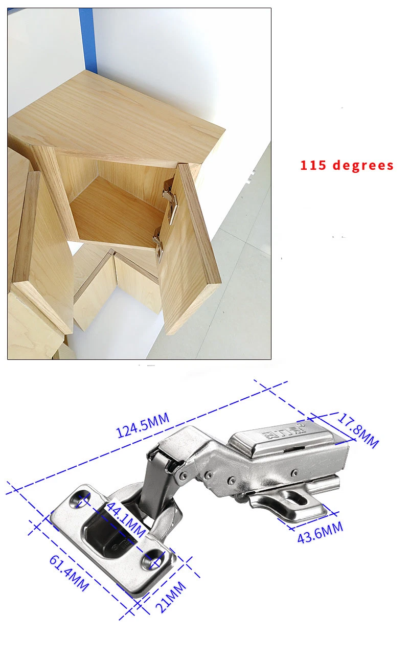 Fixed/Removable Hydraulic Damper Buffer Multiple Angles Cabinet Hardware Furniture Hinges