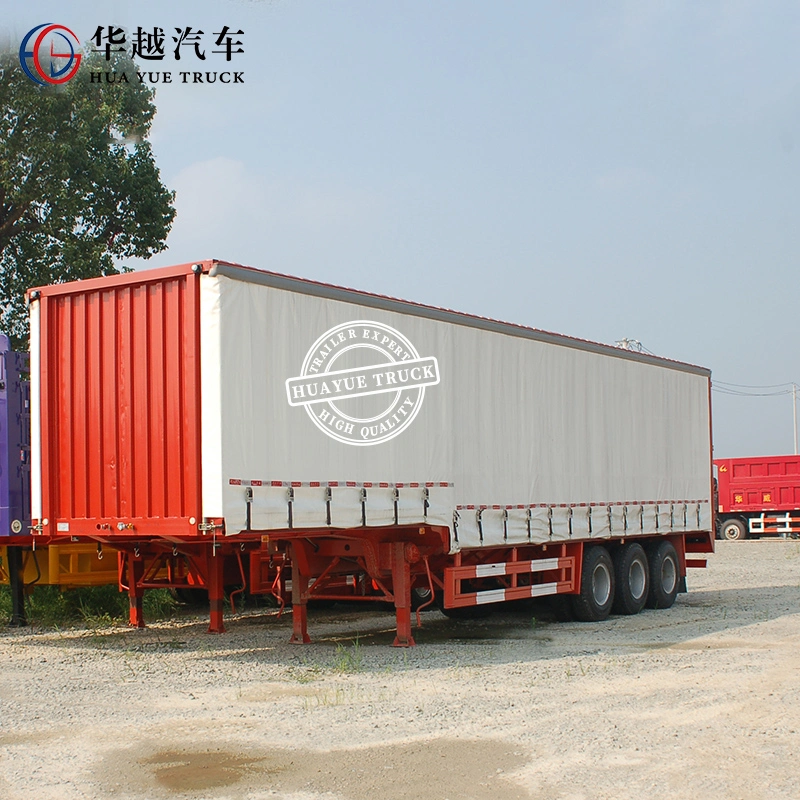 3 Axle 50 Tons 50tons Box Van Cargo Transport Durable Side Curtain Semi Trailer for Cargo Protection