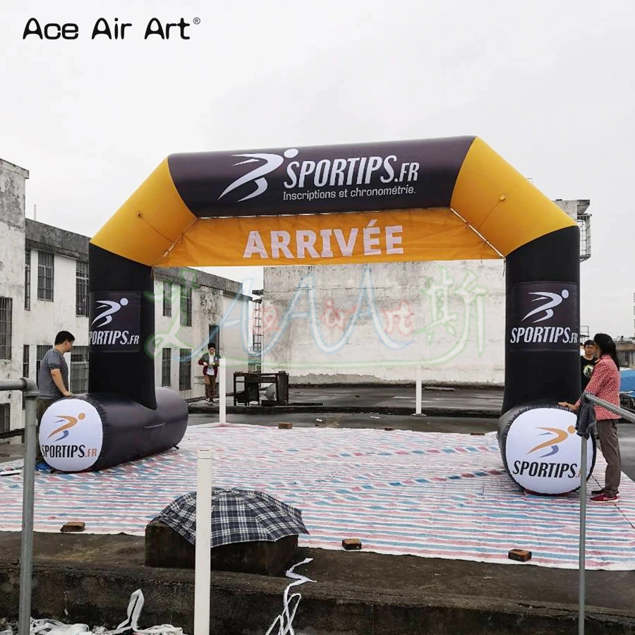 Customized Sponsors Logo Printing Inflatable Running Race Start Finish Line Entrance Arch with Attached Banners