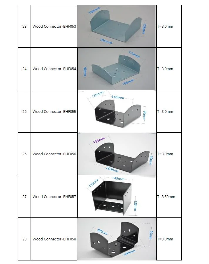 China Factory Metal Stamping Connecting Steel Brackets Joist Hanger Hardware Metal Connecting Wood Brackets for Construction