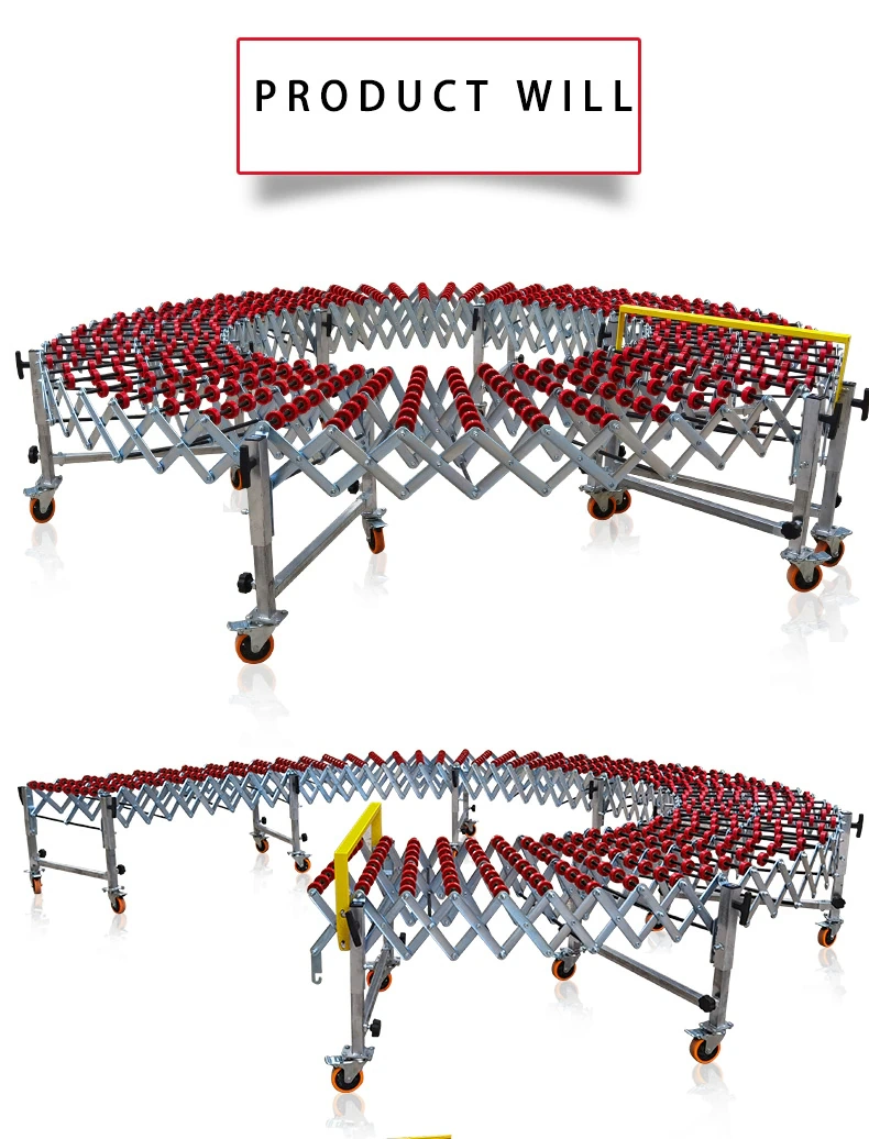 Bifa Truck Unloading Expandable Gravity Flexible Skate Wheel Conveyor System