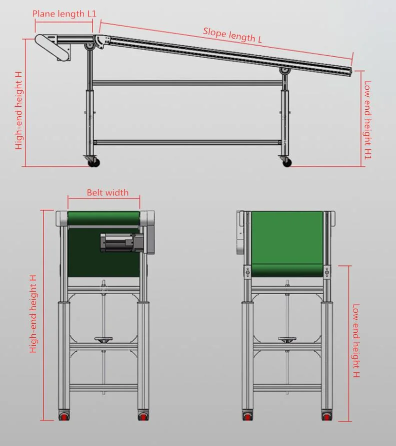 Hot Sale Efficiency Green Food PVC PU Curved Turning Round Belt Conveyor