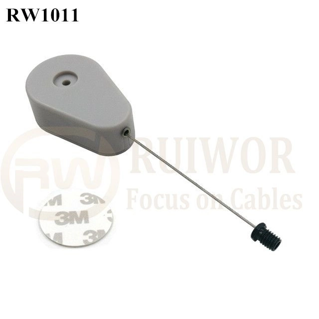 RW1011 Drop-Shaped Retractable Security Tether Plus M6X8mm /M8X8mm or Customized Flat Head Screw Cable End