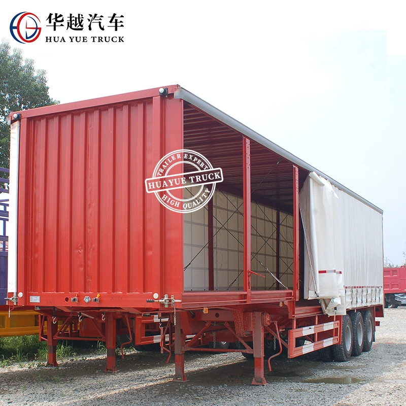3 Axle 50 Tons 50tons Box Van Cargo Transport Durable Side Curtain Semi Trailer for Cargo Protection